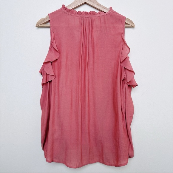 Anthropologie Womens Medium Maeve Liesel Ruffle Cold Shoulder Blouse China - Picture 13 of 13
